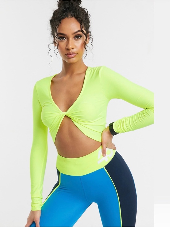 ASOS Tops - ASOS 4505 long sleeve twist front top in neon